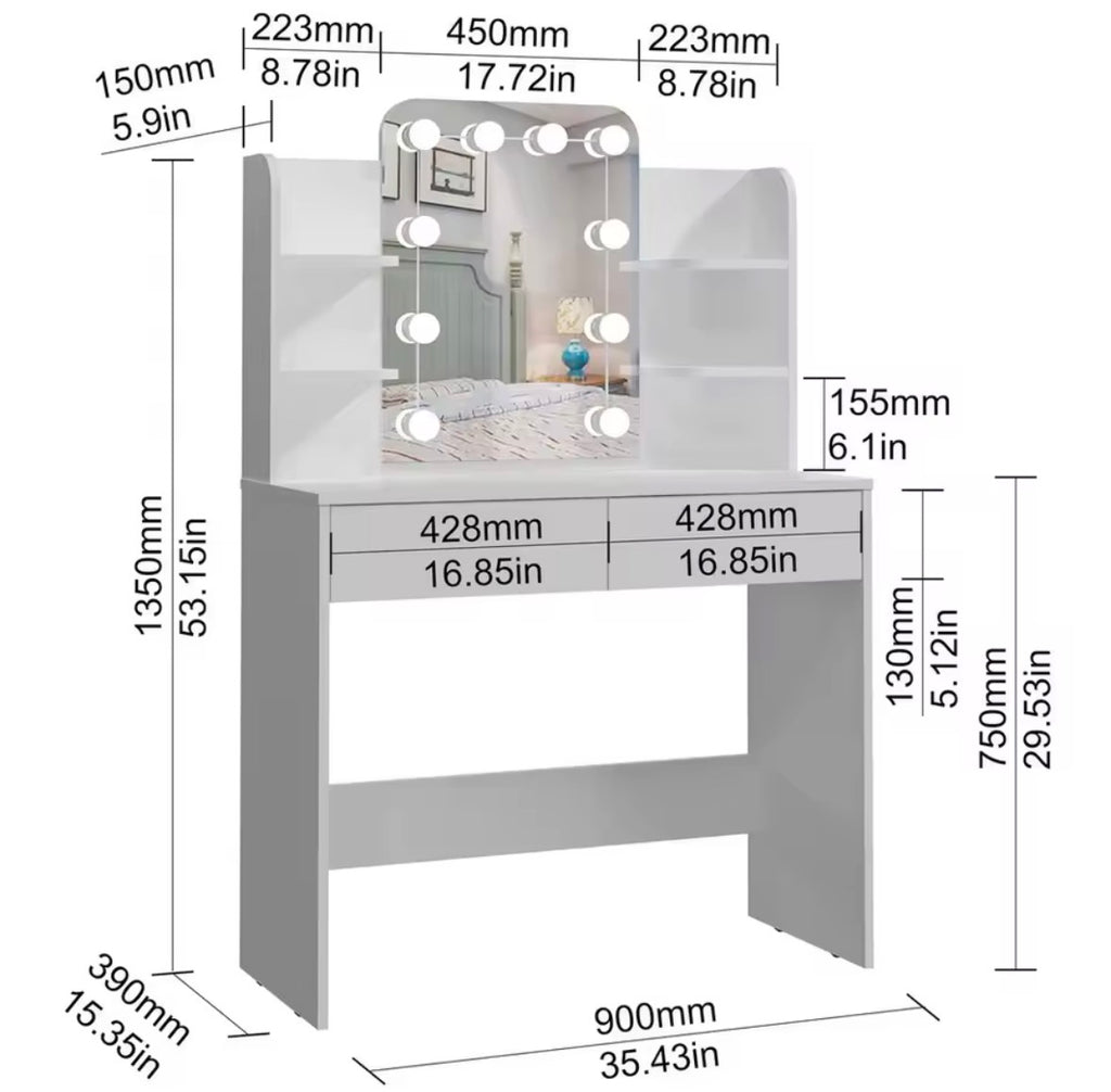 Makeup Table with Led Mirror