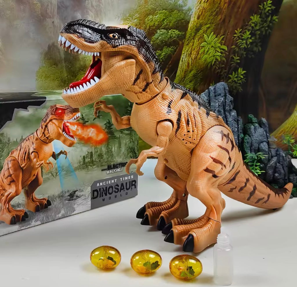 Electric  Large Size Walking Spray Lay Eggs Dinosaur Robot  for Kids With Light Sound