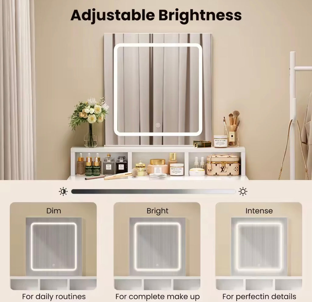 Dressing Table with LED Lights and Mirror