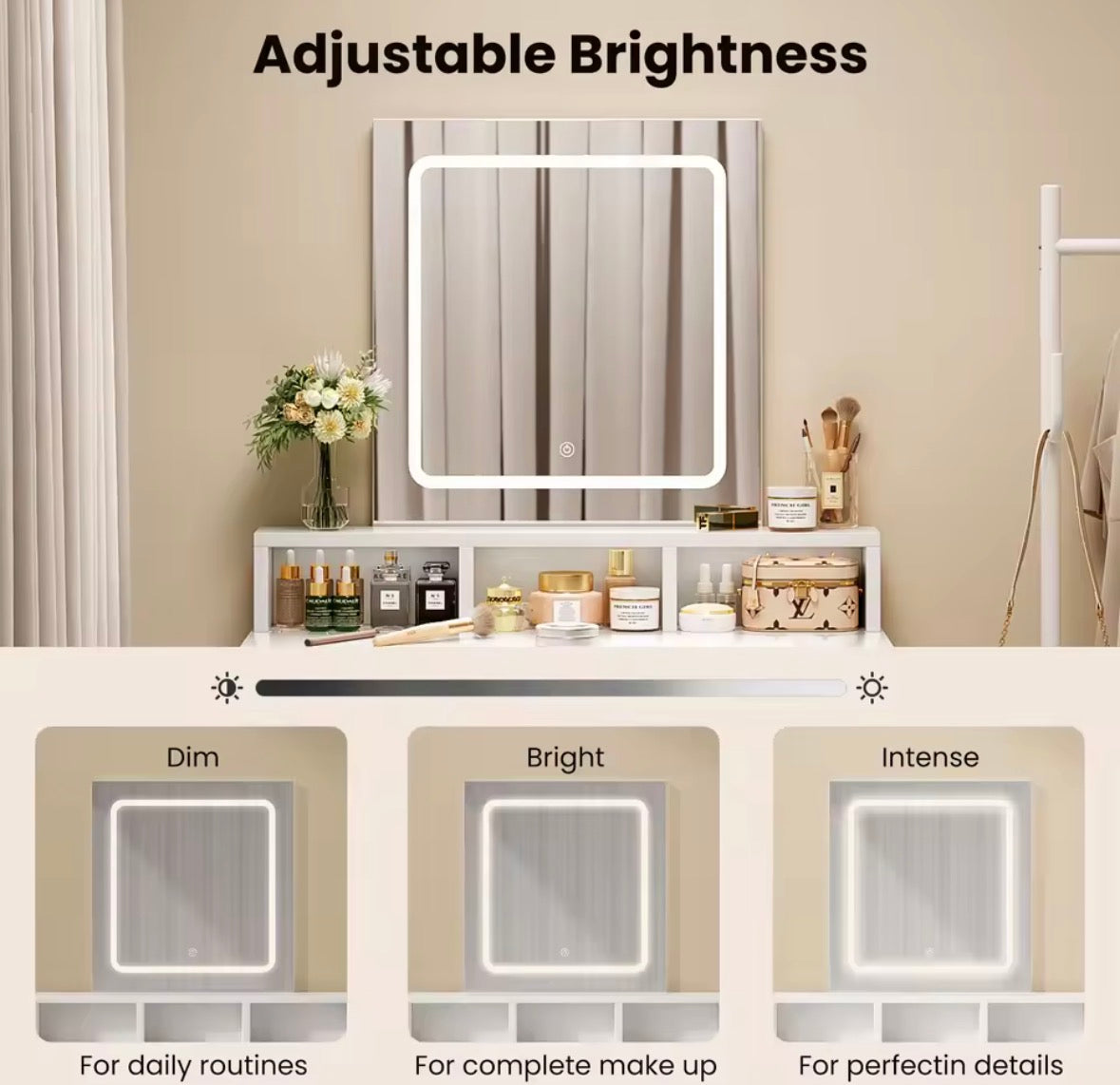 Dressing Table with LED Lights and Mirror