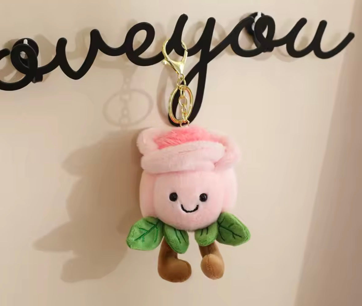 Rose Flower Plush Keychain