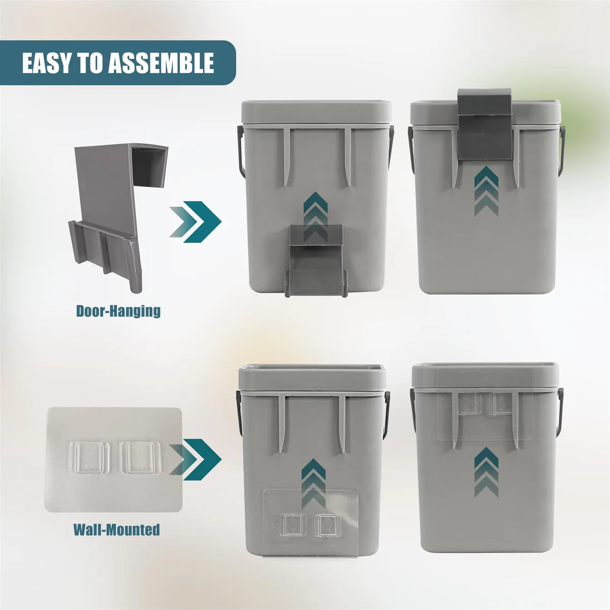 Hanging Kitchen Waste Bin with Lid 3L