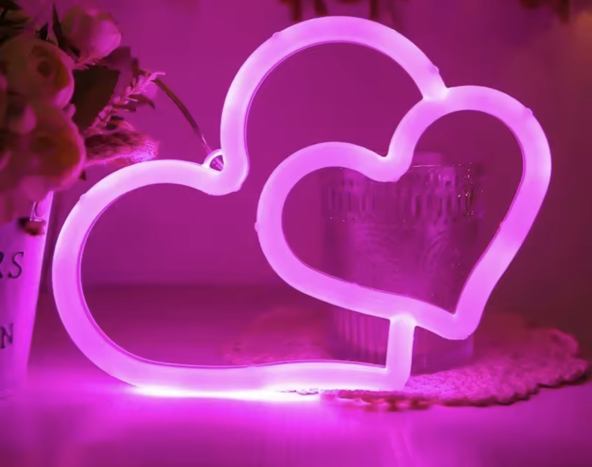 Colourful Neon Double Heart Light