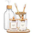 5 Pack Bamboo Bathroom Accessories Set