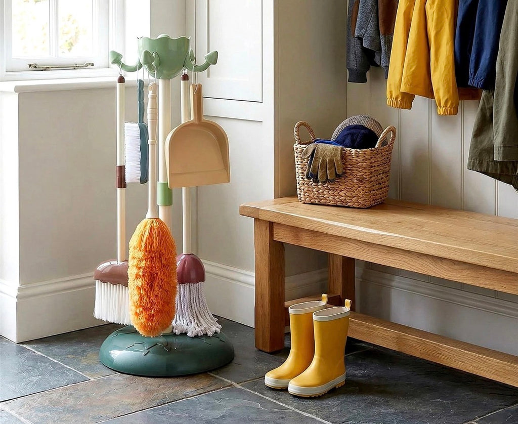 Cleaning Set 6 Pcs Toddler Role Play Household Toy Adjustable Stand