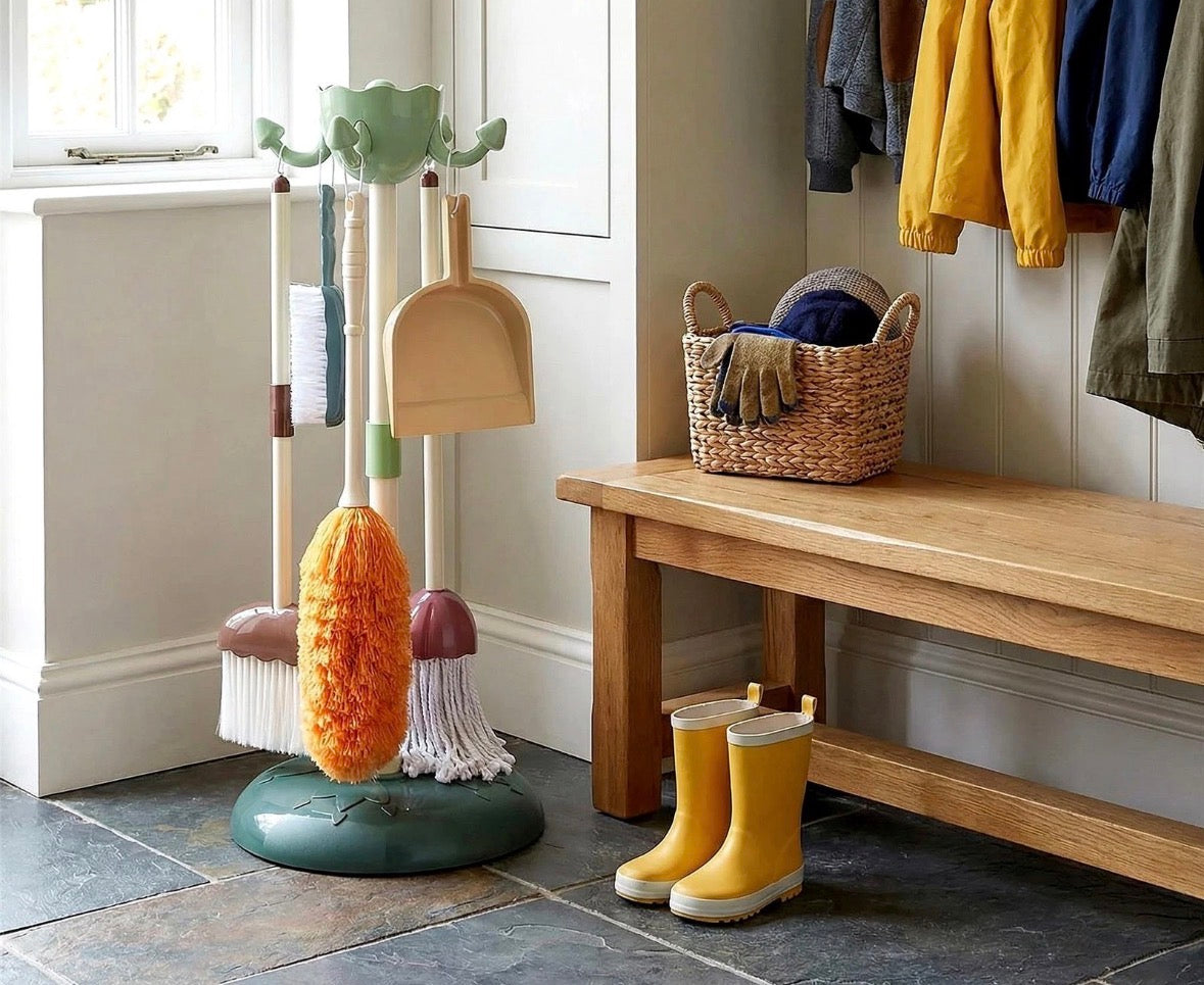 Cleaning Set 6 Pcs Toddler Role Play Household Toy Adjustable Stand