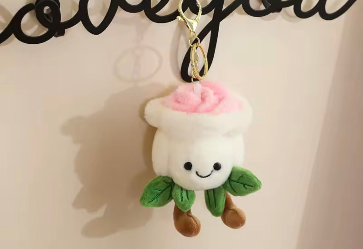 Rose Flower Plush Keychain