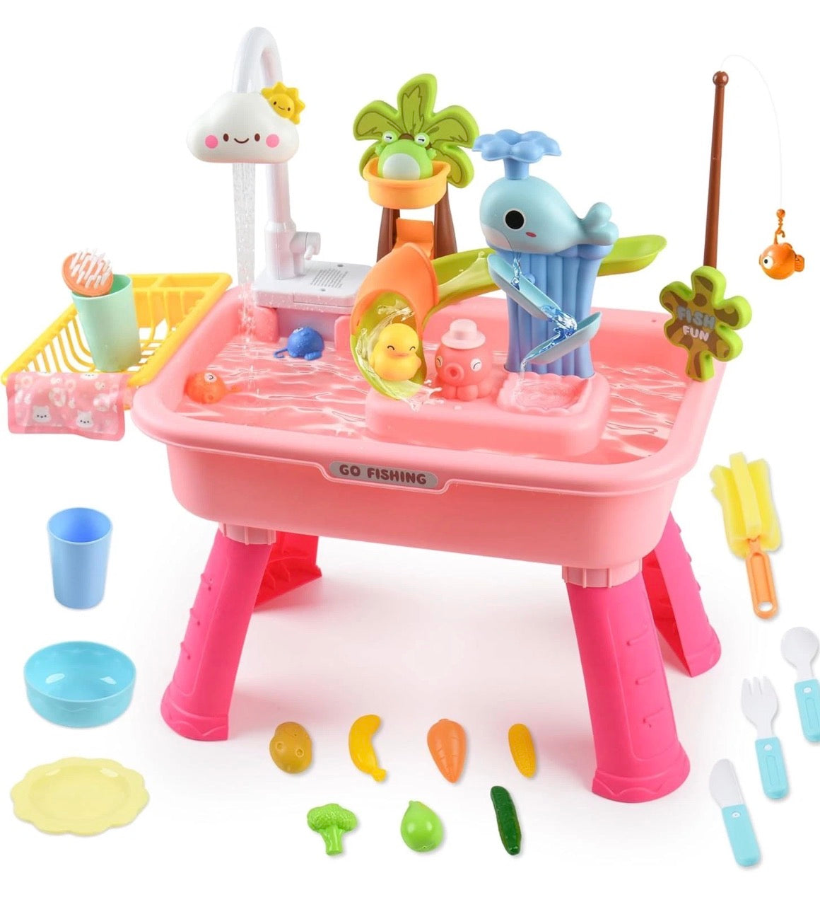 Water Table, Fishing Game Toy Kitchen Play Sink