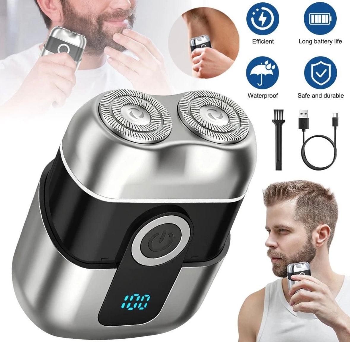 Electric Shaver With LCD Screen Magnetic Blade Head USB Rechargeable