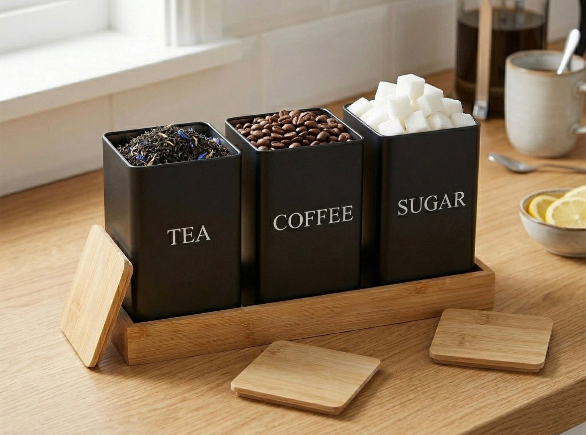 3 Piece Set With Tray Bamboo