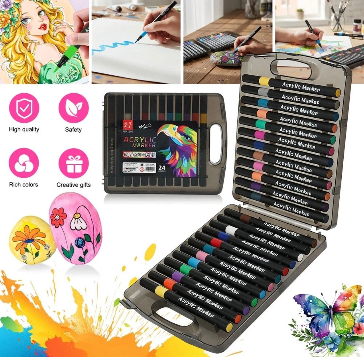 24 Color Pens With Fine Tip