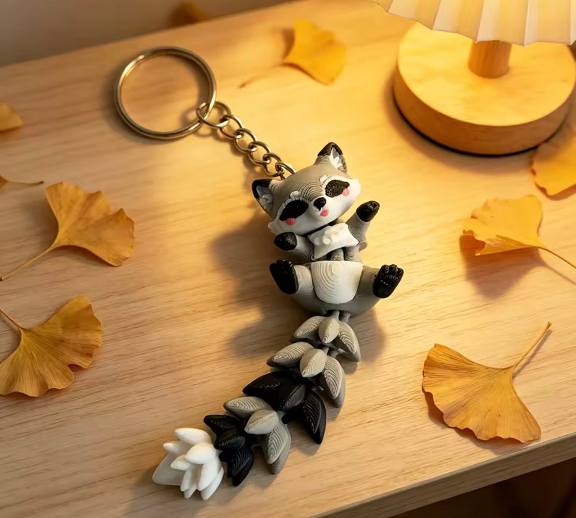 3D printed raccoon keychain