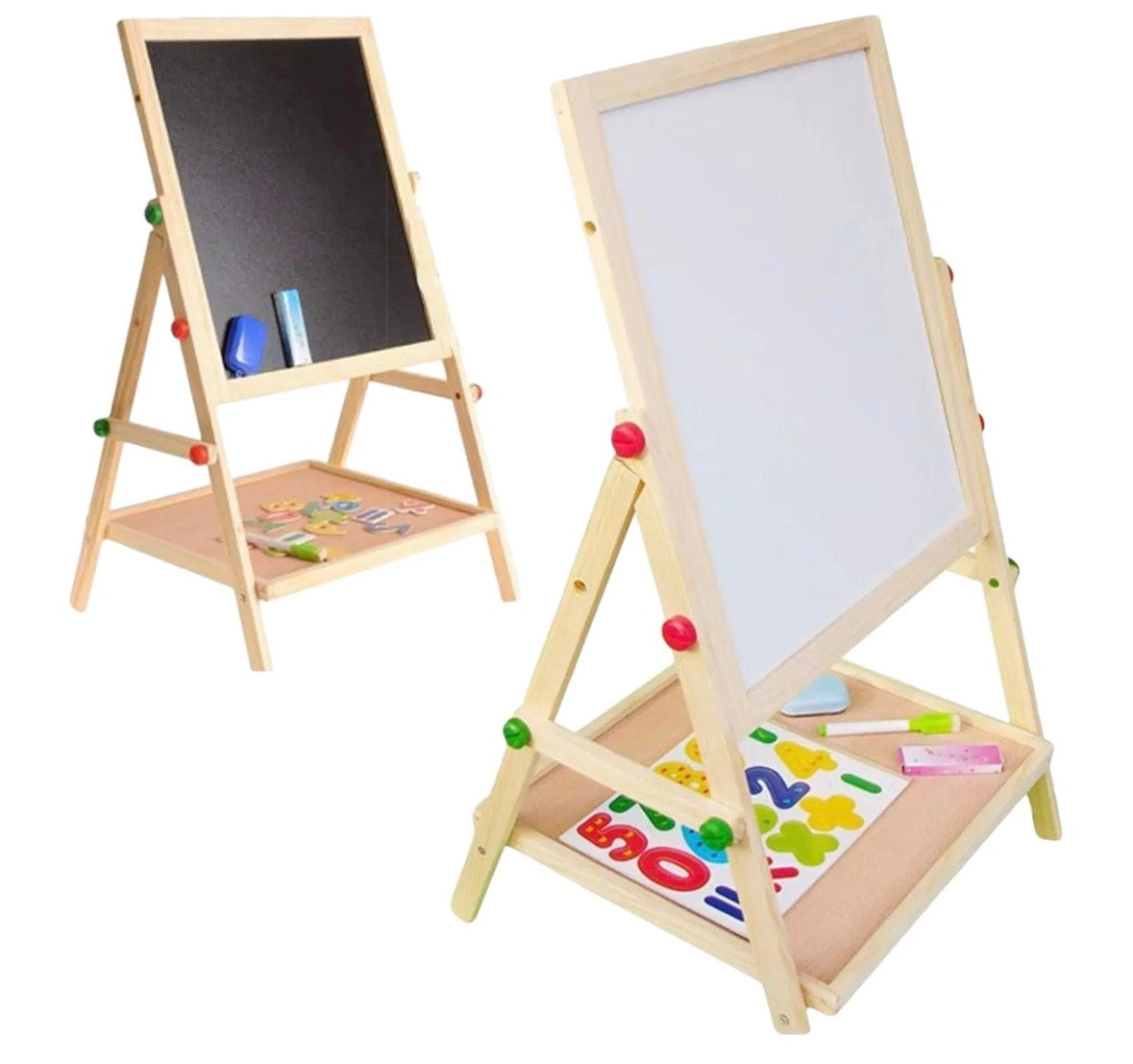 2 In 1 Children Black/White Board Adjustable Wooden Easel