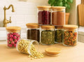 12 PCS Glass Spice Jars Spices Storage Herbs Tea Coffee Rice - Bamboo Lid