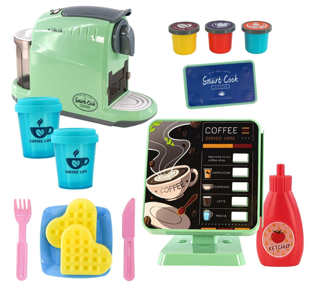 Coffee Maker Fun Toy Shop Cash Register Kitchen with Sounds